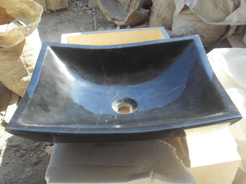 Black Marquina Hand Carved Sink